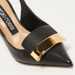 مملوكة مسبقًا Sergio Rossi Black Leather Slingback Pumps Size 38