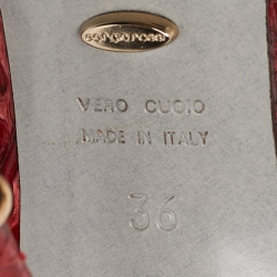 مملوكة مسبقًا Sergio Rossi Red Python Calf Length Boots Size 36