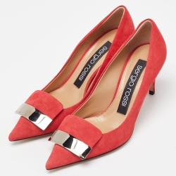 Pre Owned Sergio Rossi Pink Suede SR1 Pointed Toe Pumps Size 35