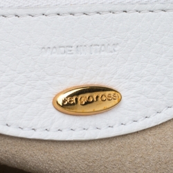 Pre Owned Sergio Rossi White Leather Envelope Clutch