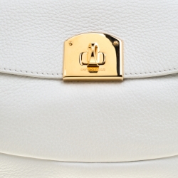 Pre Owned Sergio Rossi White Leather Envelope Clutch