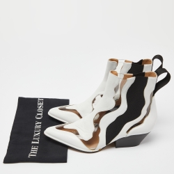 Pre Owned Sergio Rossi White Leather and PVC Pointed Toe Ankle Boots Size 40