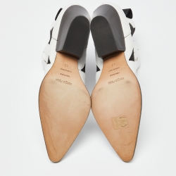 Pre Owned Sergio Rossi White Leather and PVC Pointed Toe Ankle Boots Size 40