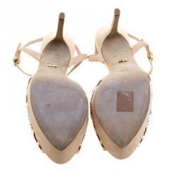 Pre Owned Sergio Rossi Suede and Crystal Embellished  Strappy Scalloped Platform Sandals Size 39.5