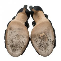 Pre Owned Sergio Rossi Black Embroidered Sandals Size 40