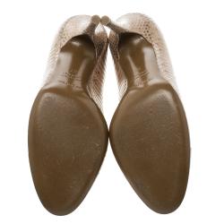 Pre Owned حذاء كعب عالي سيرجيو روزي جلد ثعبان لمسة لؤلؤ بيج مقاس 37