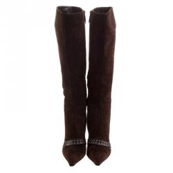 مملوكة مسبقًا Sergio Rossi Brown Suede Knee Length Boots 37
