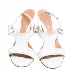 Pre Owned صندل سرجيو روسي سيور كاحل جلد أبيض مقاس 40.5