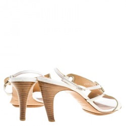 Pre Owned صندل سرجيو روسي سيور كاحل جلد أبيض مقاس 40.5