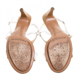 Pre Owned صندل سرجيو روسي سيور كاحل جلد أبيض مقاس 40.5