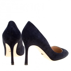 Pre Owned Gianvito Rossi Navy Blue Suede Pointed Toe Pumps Size 38