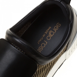 Pre Owned Sergio Rossi Black Leather And Mesh SR1 Sneakers Size 39