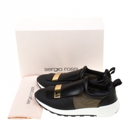 Pre Owned Sergio Rossi Black Leather And Mesh SR1 Sneakers Size 39