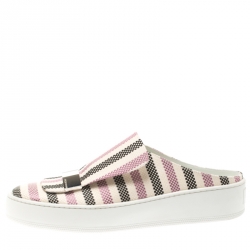 Pre Owned Sergio Rossi Multicolor Canvas Backless Slip On Sneakers Size 39