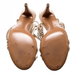 Pre Owned صندل سيرجيو روسي سير لؤلؤ وقماش بيج مقاس 39