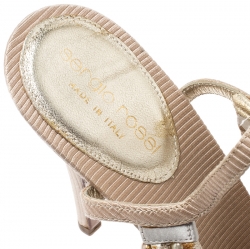 Pre Owned صندل سيرجيو روسي سير لؤلؤ وقماش بيج مقاس 39