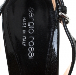 Pre Owned Sergio Rossi Black Patent Leather Slingback Platform Sandals Size 38