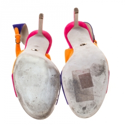 Pre Owned Sergio Rossi Multicolor Suede Open Toe Slingback Sandals Size 40
