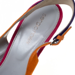 Pre Owned Sergio Rossi Multicolor Suede Open Toe Slingback Sandals Size 40