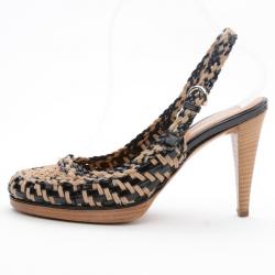 Pre Owned Sergio Rossi Pelle Woven Slingbacks Size 38