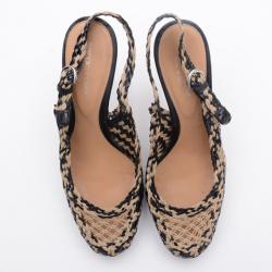 Pre Owned Sergio Rossi Pelle Woven Slingbacks Size 38