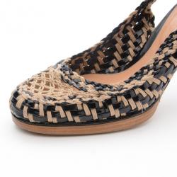Pre Owned Sergio Rossi Pelle Woven Slingbacks Size 38