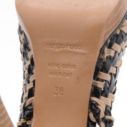 Pre Owned Sergio Rossi Pelle Woven Slingbacks Size 38