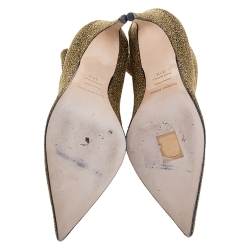 Pre Owned Sergio Rossi Metallic Knit Fabric Pointed Toe Ankle Boots Size 38.5