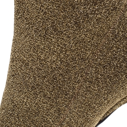 Pre Owned Sergio Rossi Metallic Knit Fabric Pointed Toe Ankle Boots Size 38.5