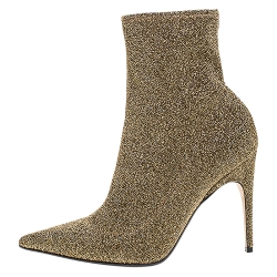 Pre Owned Sergio Rossi Metallic Knit Fabric Pointed Toe Ankle Boots Size 38.5