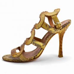 Pre Owned Sergio Rossi Python Ankle Strap Sandals Size 38