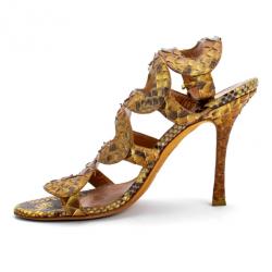 Pre Owned Sergio Rossi Python Ankle Strap Sandals Size 38