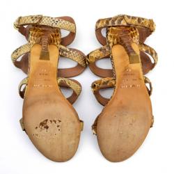 Pre Owned Sergio Rossi Python Ankle Strap Sandals Size 38