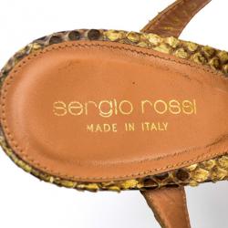 Pre Owned Sergio Rossi Python Ankle Strap Sandals Size 38