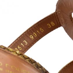 Pre Owned Sergio Rossi Python Ankle Strap Sandals Size 38