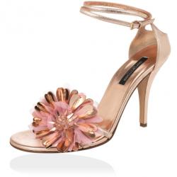 Pre Owned Sergio Rossi Pink Flower Ankle Strap Sandals Size 40.5