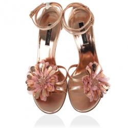Pre Owned Sergio Rossi Pink Flower Ankle Strap Sandals Size 40.5