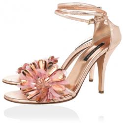 Pre Owned Sergio Rossi Pink Flower Ankle Strap Sandals Size 40.5