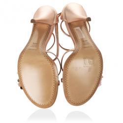 Pre Owned Sergio Rossi Pink Flower Ankle Strap Sandals Size 40.5