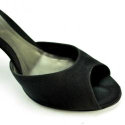 Pre Owned Sergio Rossi Black Satin Diamante Studded Ankle Strap Sandals Size 41