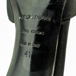 Pre Owned Sergio Rossi Black Satin Diamante Studded Ankle Strap Sandals Size 41