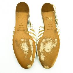 Pre Owned Sergio Rossi Woven Slingback Flat Sandals Size 41