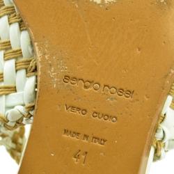 Pre Owned Sergio Rossi Woven Slingback Flat Sandals Size 41