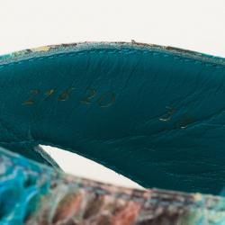 Pre Owned Sergio Rossi Blue Snakeskin Wedges Sandals Size 38