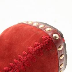 Pre Owned Sergio Rossi Red Embellished Suede Mules Size 38
