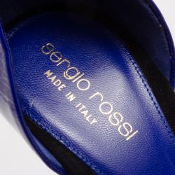 Pre Owned Sergio Rossi Black Suede and Blue Patent Peep Toe Pumps Size 36.5