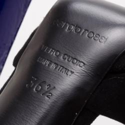 Pre Owned Sergio Rossi Black Suede and Blue Patent Peep Toe Pumps Size 36.5