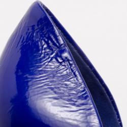 Pre Owned Sergio Rossi Black Suede and Blue Patent Peep Toe Pumps Size 36.5