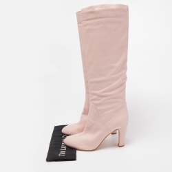 Pre Owned Sergio Rossi Pink Leather Knee Length Boots Size 41