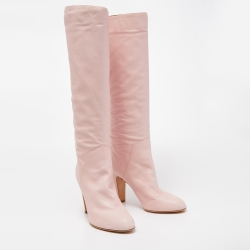 Pre Owned Sergio Rossi Pink Leather Knee Length Boots Size 41
